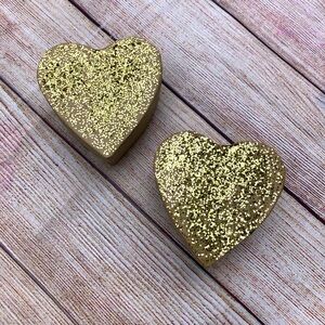 Gold Glitter Heart Paper Mache Boxes - Small DIY
